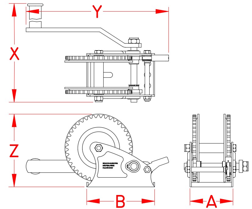 Stainless Steel Trailer Winch, C0270-0001, C0270-2001, Specifications